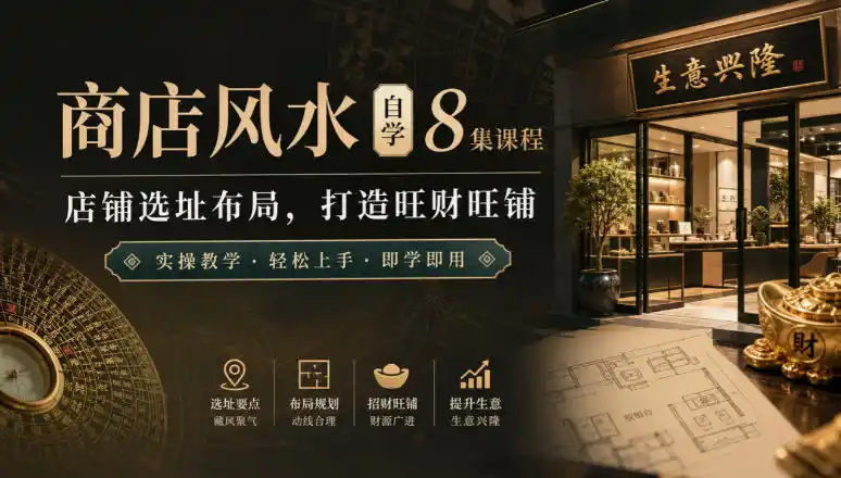 商店风水自学8集课程｜店铺选址布局，打造旺财旺铺实操教学-翻身路网创