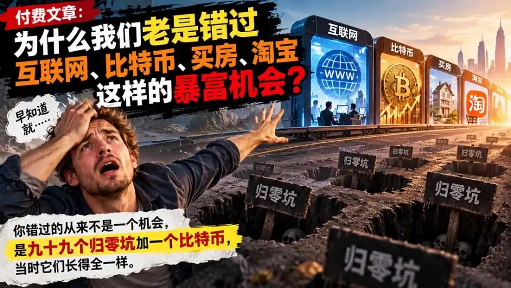付费文章:为什么我们老是错过互联网、比特币、买 房、淘宝这样的暴富机会?-翻身路网创