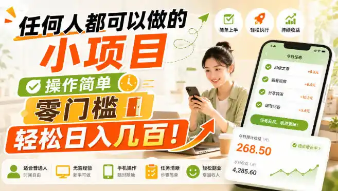 任何人都可以做的小项目：操作简单，零门槛轻松日入几百！【揭秘】-翻身路网创