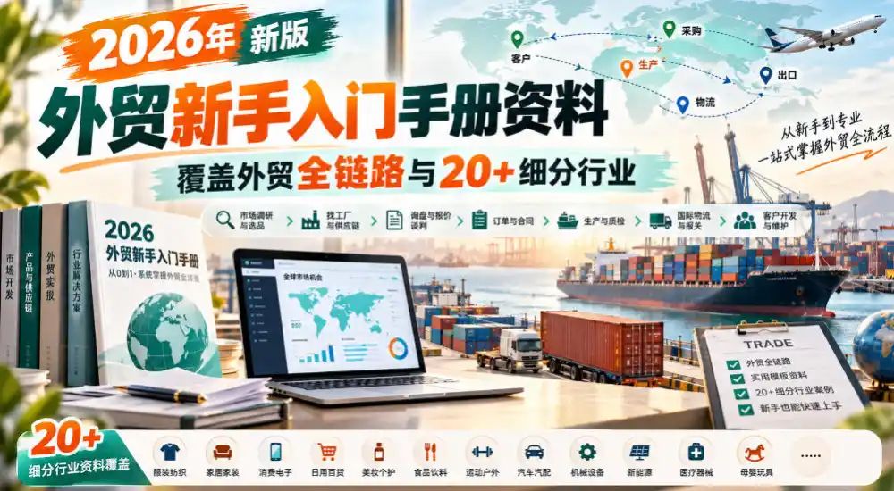 2026年新版外贸新手入门手册资料，覆盖外贸全链路与20+细分行业-翻身路网创