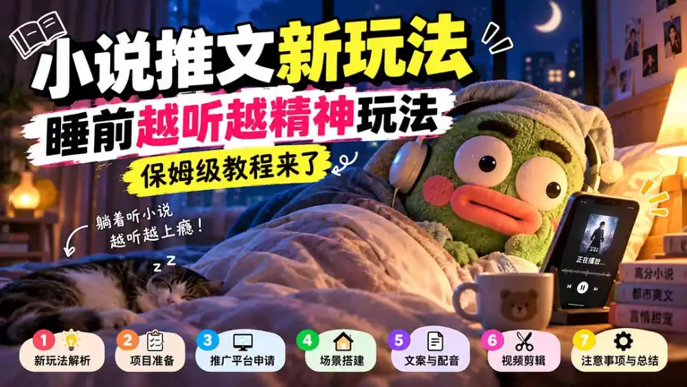 小说推文新玩法，睡前越听越精神玩法，保姆级教程来了-翻身路网创
