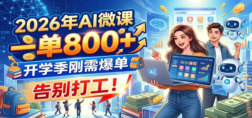 2026年AI微课，一单800+，开学季刚需爆单，告别打工！-翻身路网创