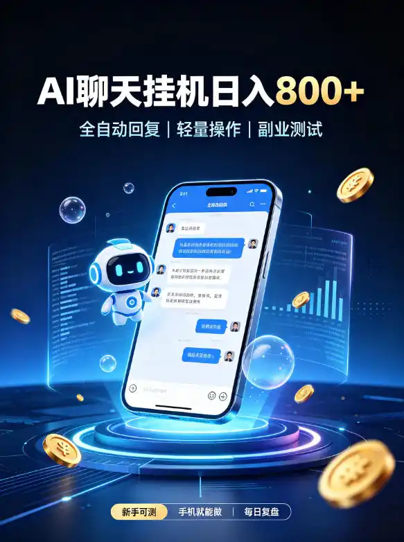 AI聊天挂G项目，日入800➕，全自动操作，适用个人副业，支持工作室矩阵操作【揭秘】-翻身路网创