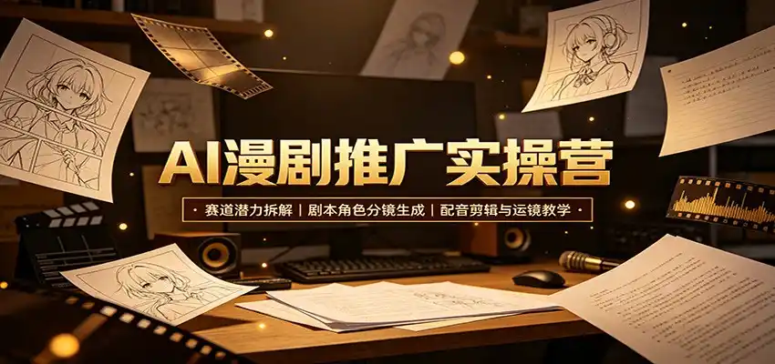 AI漫剧推广实操营:赛道潜力拆解,剧本角色分镜生成,配音剪辑与运镜教学-翻身路网创
