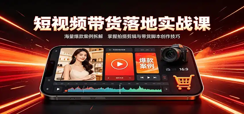 短视频带货落地实战课:海量爆款案例拆解,掌握拍摄剪辑与带货脚本创作技巧-翻身路网创