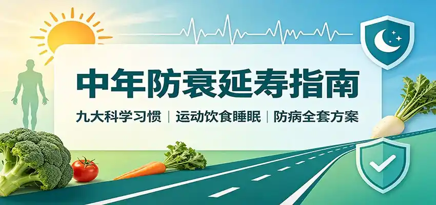 中年防衰延寿指南：九大科学习惯，运动饮食睡眠防病全套方案-翻身路网创