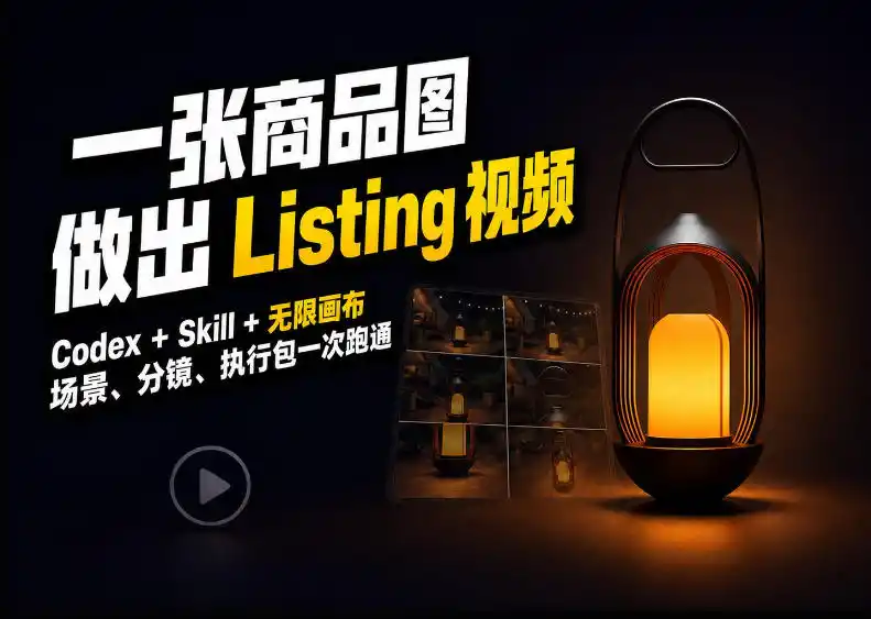 Codex+无限画布，把一张商品图变成可执行的Amazon Listing视频-翻身路网创
