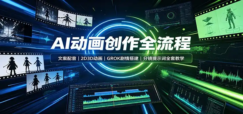 AI动画创作全流程:文案配音,2D3D动画,GROK剧情搭建,分镜提示词全套教学-翻身路网创