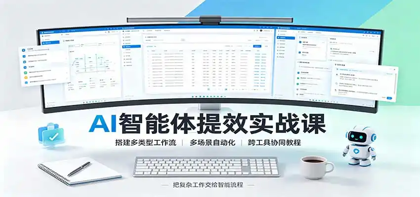 AI智能体提效实战课：搭建多类型工作流，多场景自动化，跨工具协同教程-翻身路网创