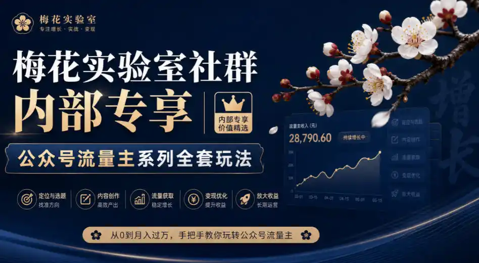 梅花实验室社群内部专享-公众号流量主系列全套玩法-翻身路网创