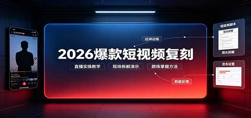 2026爆款短视频复刻：直播实操教学，配套文字文档掌握全流程-翻身路网创