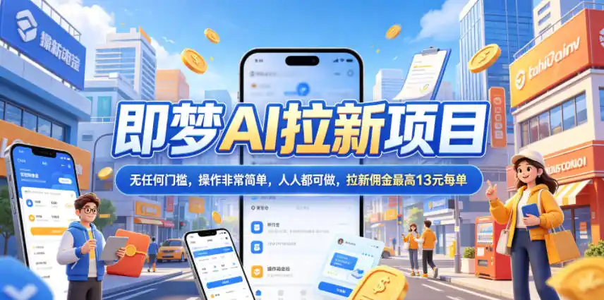 2026年即梦AI拉新项目最新玩法，无任何门槛，操作非常简单，人人都可做，拉新佣金最高13米每单(更新08月07日)-翻身路网创