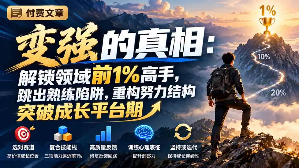 付费文章：变强的真相：解锁领域前1%高手，跳出熟练陷阱，重构努力结构突破成长平台期-翻身路网创