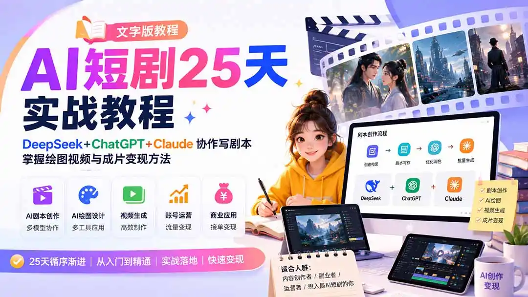 AI短剧25天实战教程(文字版教程-翻身路网创