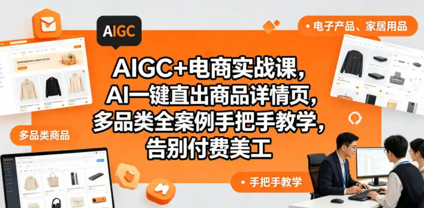 AIGC+电商实战课,AI一键直出商品详情页,多品类全案例手把手教学,告别付费美工(更新0820)-翻身路网创