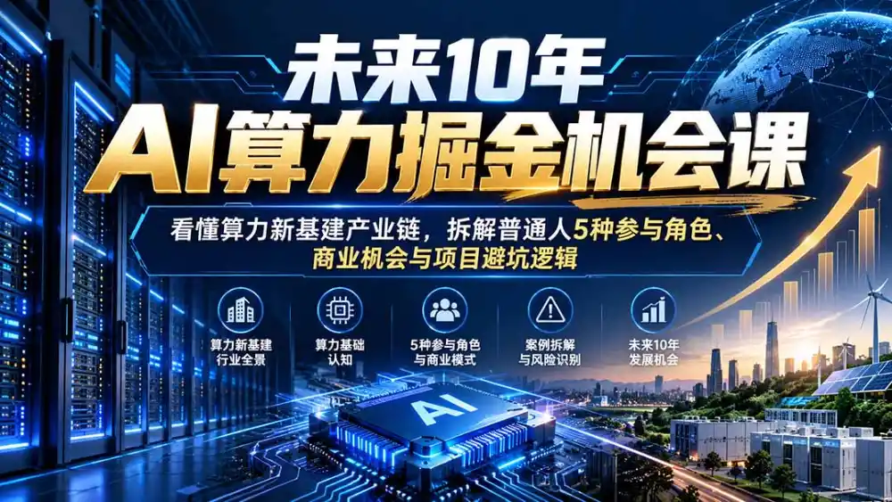 未来10年AI算力掘金机会课：看懂算力新基建产业链，拆解普通人5种参与角色、商业机会与项目避坑逻辑-翻身路网创