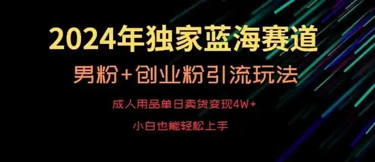 2024年独家蓝海赛道，成人用品单日卖货变现4W+，男粉+创业粉引流玩法，不愁搞不到流量【揭秘】-翻身路网创