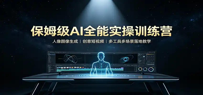 保姆级AI全能实操训练营：人像图像生成，创意短视频，多工具多场景落地教学-翻身路网创