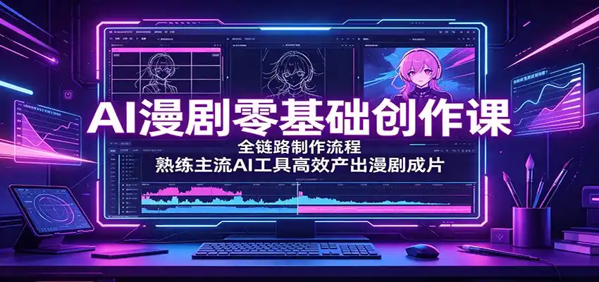 AI漫剧零基础创作课：全链路制作流程，熟练主流AI工具高效产出漫剧成片-翻身路网创