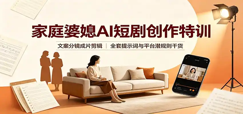家庭婆媳AI短剧创作特训：文案分镜成片剪辑，全套提示词与平台潜规则干货-翻身路网创