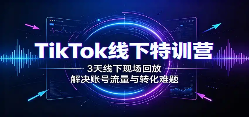TikTok线下特训营：3天线下现场回放，解决账号流量与转化难题-翻身路网创