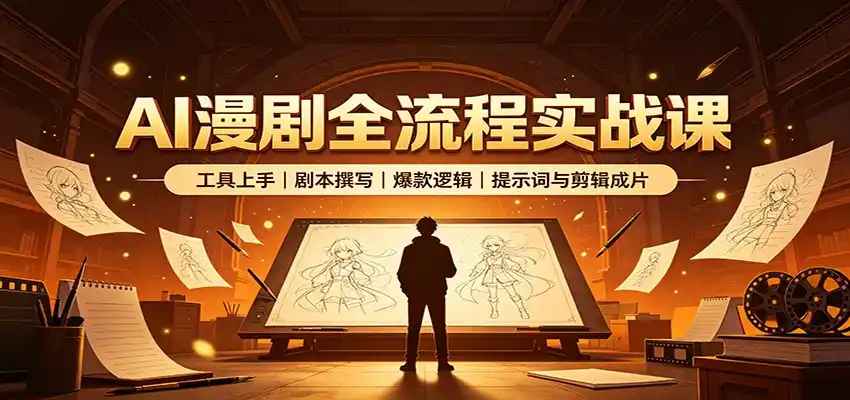 AI漫剧全流程实战课:工具上手、剧本撰写、爆款逻辑、提示词与剪辑成片-翻身路网创