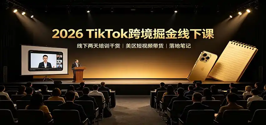 2026 TikTok跨境掘金线下课:线下两天培训干货,美区短视频带货落地笔记-翻身路网创