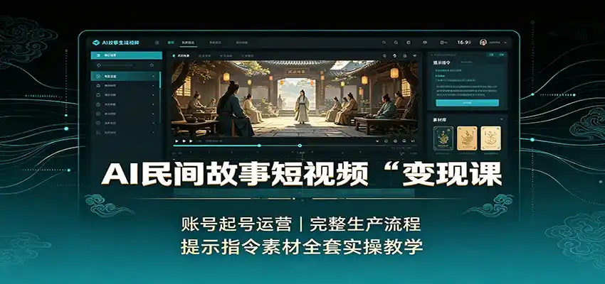 AI民间故事短视频变现课：账号起号运营，完整生产流程，提示指令素材全套实操教学-翻身路网创
