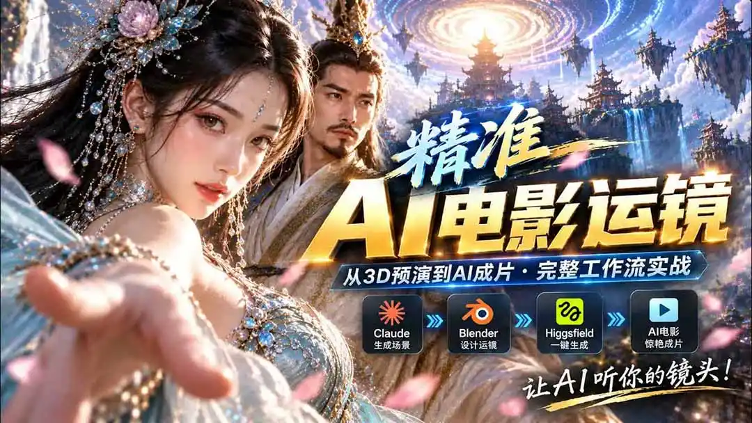 AI视频终于能精准运镜了！Claude + Blender + Higgsfield 免费插件实测-翻身路网创