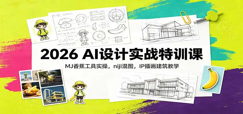 2026 AI设计实战特训课：MJ香蕉工具实操，niji混图，IP插画建筑教学-翻身路网创
