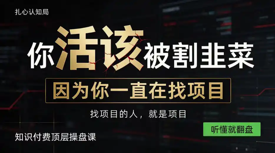 做项目不如卖项目，做知识付费自己当老板，知识付费顶层操盘课，听懂就翻盘【揭秘】-翻身路网创