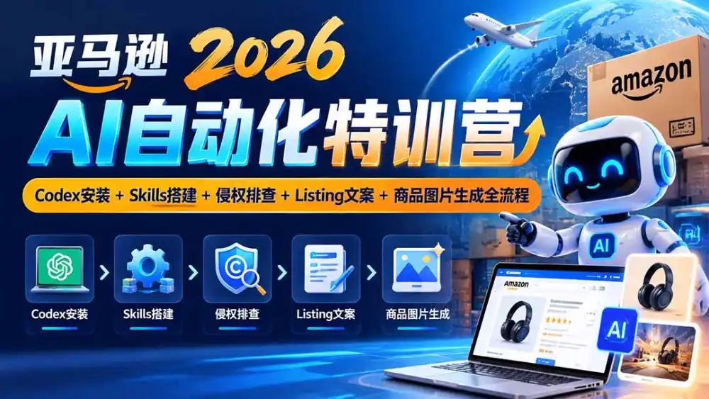 亚马逊2026AI自动化-10月特训营：Codex安装+Skills搭建+侵权排查+Listing文案+商品图片生成全流程-翻身路网创