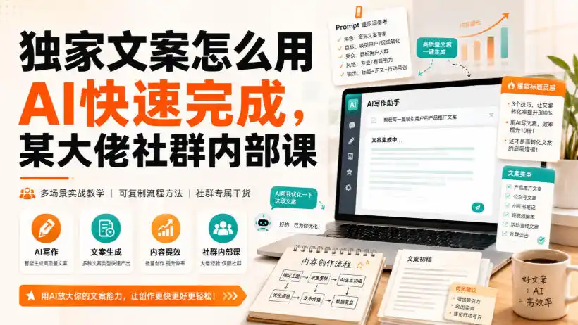 独家文案怎么用AI快速完成，某大佬社群内部课-翻身路网创