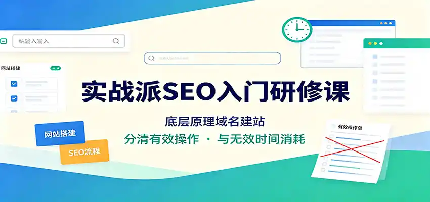 实战派SEO入门研修课：底层原理域名建站，分清有效操作与无效时间消耗-翻身路网创
