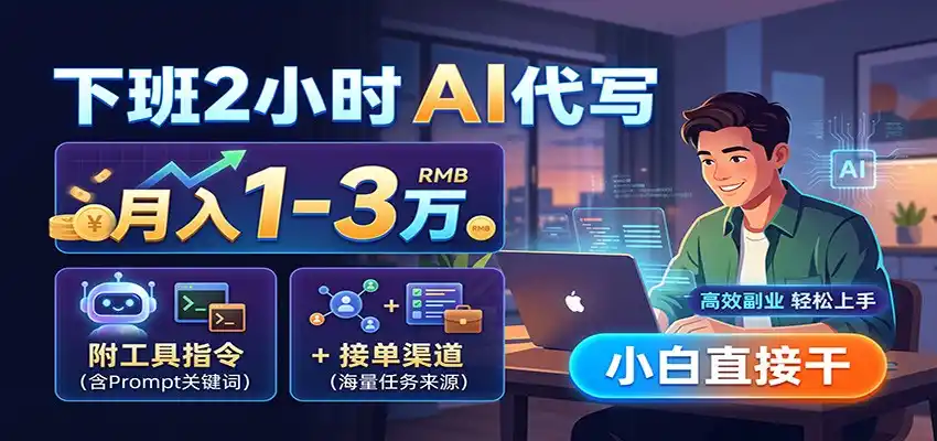 下班2小时AI代写，月入1-3万，附工具指令+接单渠道，小白直接干-翻身路网创