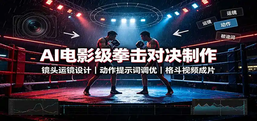 AI电影级拳击对决制作：镜头运镜设计，动作提示词调优，格斗视频成片-翻身路网创