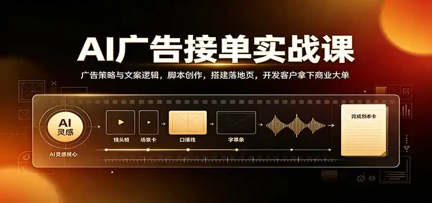 AI广告接单实战：广告策略与文案逻辑，脚本创作，搭建落地页，开发客户拿下商业大单-翻身路网创