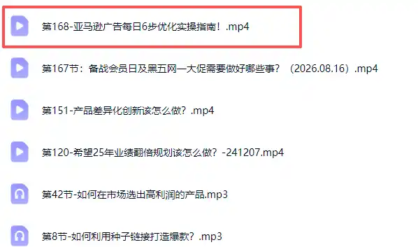 亚马逊跨境实战课-更新0911：全品类选品逻辑｜SP/SB/SD广告精细化｜新品打爆旺季爆单全套运营教程-翻身路网创