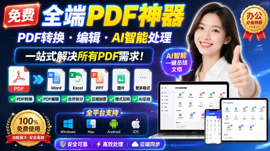 免费全端PDF神器，PDF转换·编辑·AI智能处理，一站式解决所有PDF需求!-翻身路网创