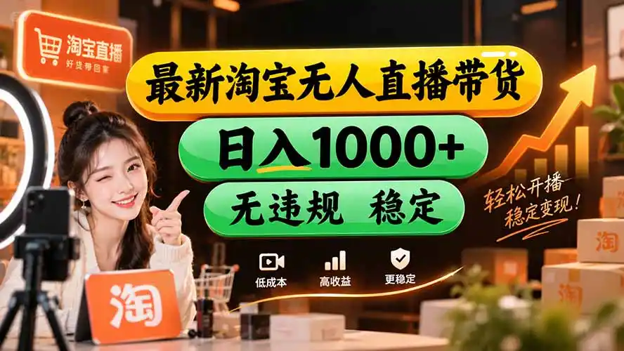【新技术】淘宝无人直播，独家，日入2K+，无封号，可矩阵，长期稳定-翻身路网创