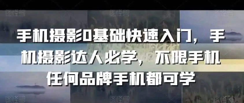 手机摄影0基础快速入门，手机摄影达人必学，不限手机任何品牌手机都可学-翻身路网创