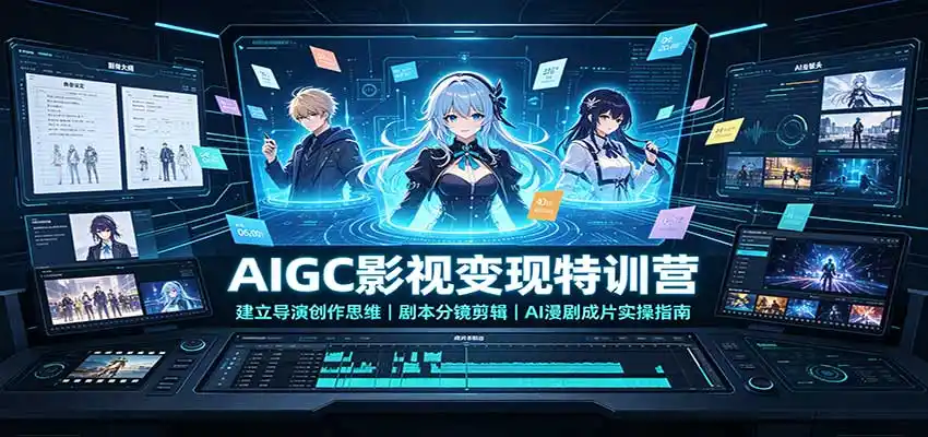 AIGC影视变现特训营:建立导演创作思维,剧本分镜剪辑,AI漫剧成片实操指南-翻身路网创