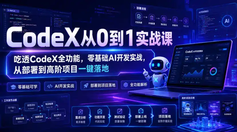 CodeX从0到1实战课，吃透CodeX全功能，零基础AI开发实战，从部署到高阶项目一键落地-翻身路网创