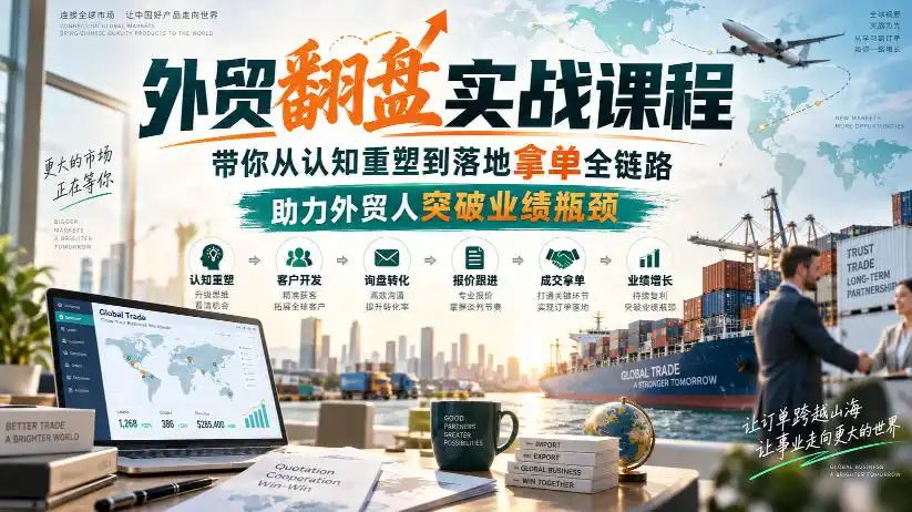 外贸翻盘实战课程，带你从认知重塑到落地拿单全链路，助力外贸人突破业绩瓶颈-翻身路网创