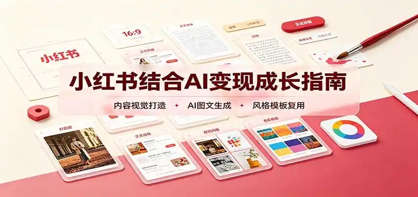 小红书结合AI变现成长指南：账号精准定位，内容视觉打造，搭建可复制流量获客体系-翻身路网创