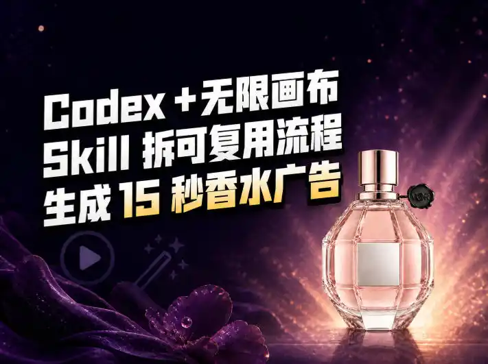 我把Amazon香水视频拆成Codex Skill：无限画布负责最后15秒-翻身路网创