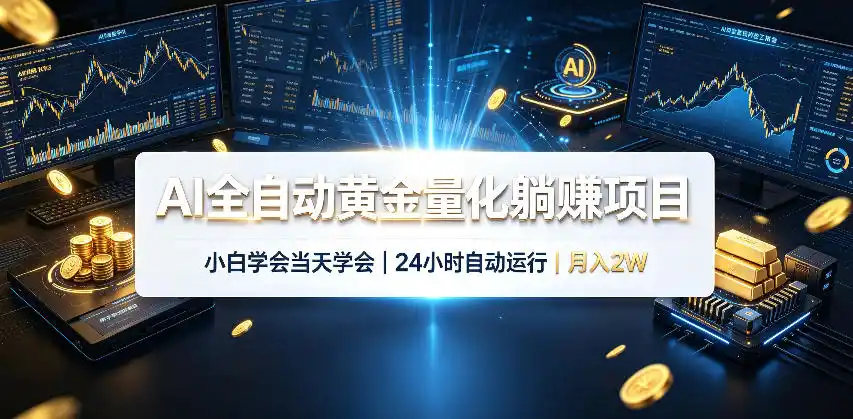 AI全自动黄金量化躺賺项目,24小时自动运行,月入2W!-翻身路网创