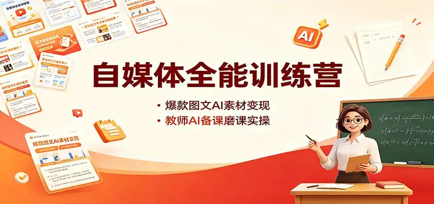 自媒体全能训练营：爆款图文AI素材变现，教师AI备课磨课实操-翻身路网创