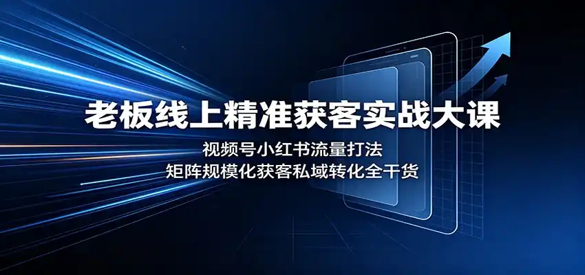 老板线上精准获客实战大课:视频号小红书流量打法,矩阵规模化获客私域转化全干货-翻身路网创