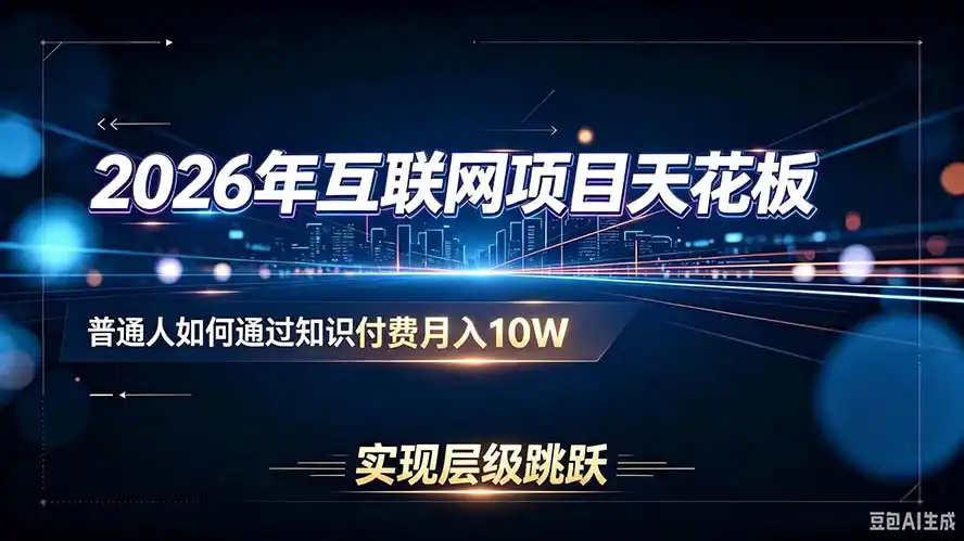 2026年互联网项目天花板：普通人如何通过知识付费月入10W，实现层级跳跃-翻身路网创